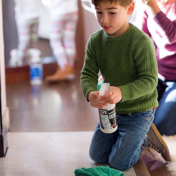 Better Life Granite Cleaner and Polish - Stone Countertop Cleaner for Marble, Quartz, Slate, Concrete Surfaces or Floors - Streak-Free Granite Stain Remover - 16oz Pomegranate & Grapefruit