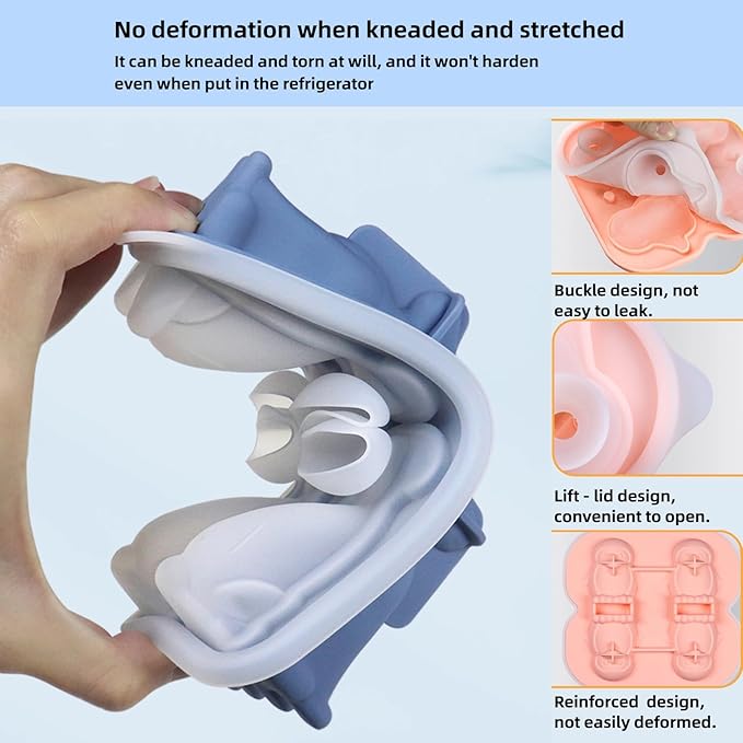 7.48inch Newly Upgraded 4-grid 3D Dinosaur Ice Tray and Covered Silicone Ice Tray, Suitable for Bars, Outdoor and Home Use (1, yellow)