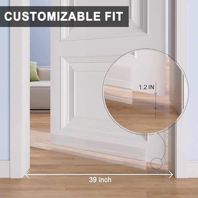 Door Draft Stopper,Door Sweep for Bottom of Door,Weather Stripping Door Seal Draft Guard Blocker Noise Cold Air Insulation Soundproofing for Exterior Interior Home Improvement(Transparent, 78")