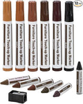 Furniture Repair Kit Wood Markers - Set of 13 - Markers and Wax Sticks with Sharpener Kit, for Stains, Scratches, Wood Floors, Tables, Desks, Carpenters, Bedposts, Touch Ups, and Cover Ups