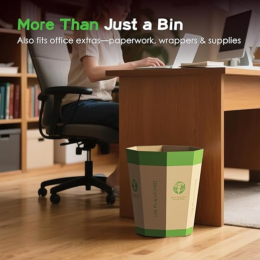 6-Pack Cardboard Trash Can – Foldable, Recyclable, Plastic-Free & Reusable Small Waste Paper Basket - Garbage Bin Perfect for Office, Bedrooms, Home, Events & Outdoor Activities (2.1 Gallon)