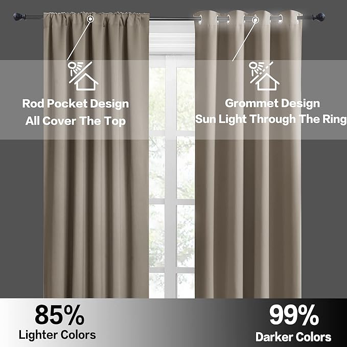 RYB HOME RV Curtains for Camper Windows - Soft Thermal Insulated Small Window Curtain Tiers for Cafe Kitchen Bedroom Basement Glass Door Window, W 42 x L 30 inches, Sand, 2 Panels