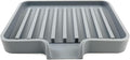 Happitasa Silicone Soap Dish Tray and Sponge Holder with Drain Chute, Pack of 2 | Bathroom and Kitchen Sink Organizer Caddy (Grey, 5.2"x4", 7.2 Ounces)