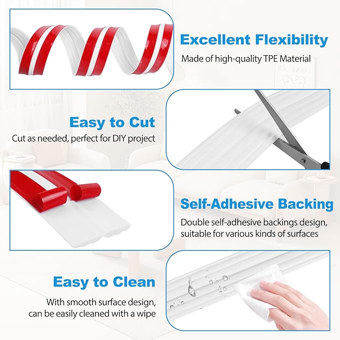 Wall Corner Protector Peel and Stick Corner Trim Molding Flexible Inside & Outside Wall Edge Guard Self Adhesive Moulding Trim for Edge Use, White, 0.8” W x 10’ L