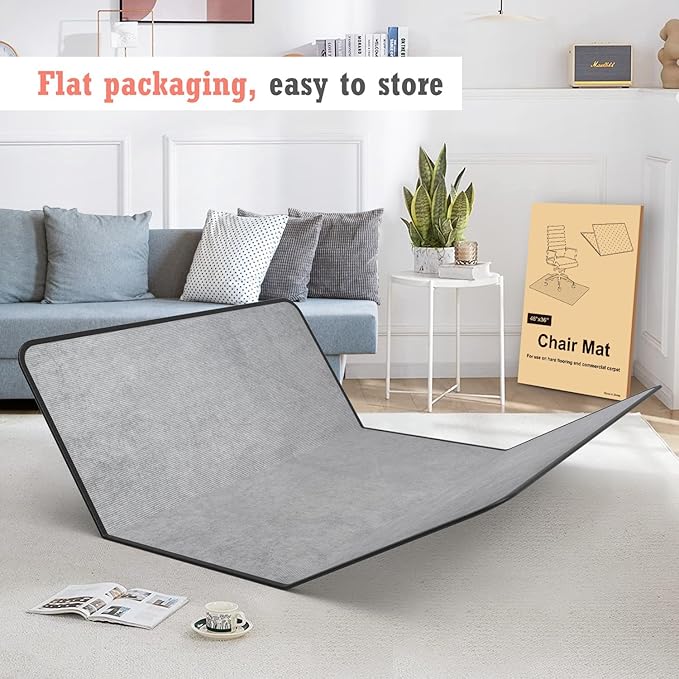 Heavy Duty Office Chair Mat for Carpet and Hardwood Floor Bohemian Desk Chair Mat Rug 36'' x 48'' Corduroy Surface Floor mats for Office Home