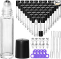 KEYWING 54 Pack Clear Essential Oil Roller Bottles – 10ml Glass Roll-On Bottles with Stainless Steel Roller Balls & Caps, Refillable Perfume Containers for Travel & DIY