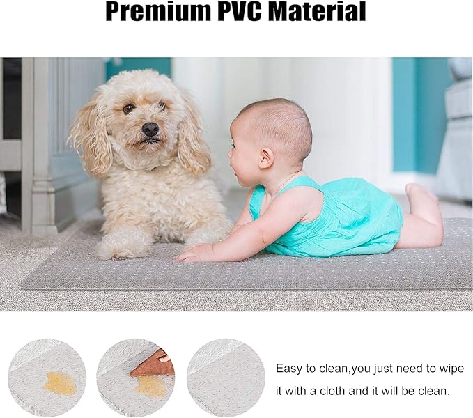 Kuyal Desk Chair Mat for Carpet, 30'' x 48'' Rectangle Transparent Mats for Chairs Good for Desks, Office and Home, Easy Glide, Protects Floors for Low and No Pile Carpeted Floors