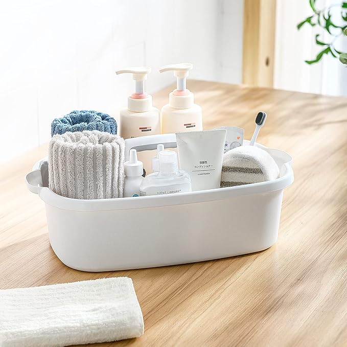 Multi-Purpose Plastic Cleaning Caddy with Handle, Shower Caddy Organizer/Storage Basket/Totes Portable for Bathroom Supplies, Cleaning Products, Under Sink Tool, Housekeepers (Grey)