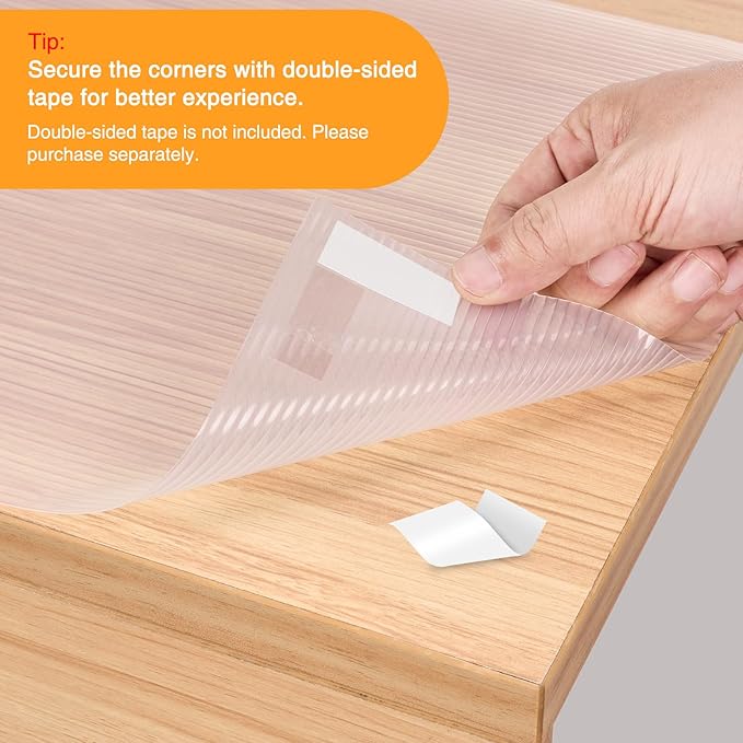 Glotoch Non Adhesive Clear Shelf Liners for Kitchen Cabinets 12" x20FT, Non Slip Drawer Liners for Dresser, Waterproof Cabinet Liners for Shelves/Dresser/Refrigerator/Bathroom