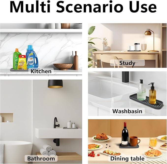 Mofason Silicone Sponge Holder, Tray for Soap and Sponge, Kitchen Sink Tray, Accessories to Help You Clean Kitchen Sink Sponge Rack（White, 2 Pack）