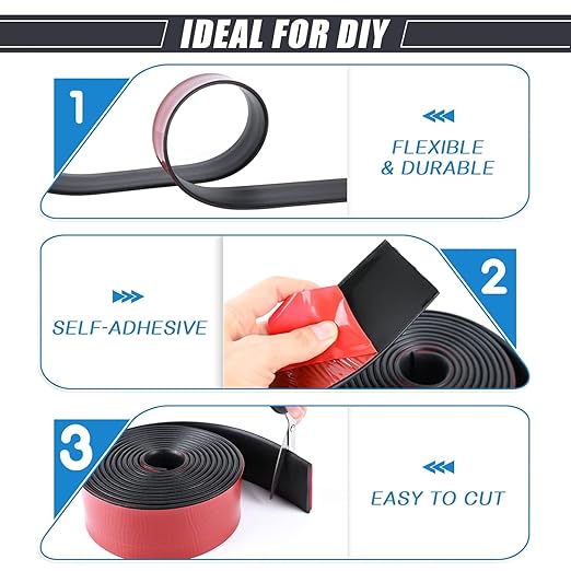 Neoprene Rubber Strips With Adhesive Backing - Self Stick Seal Gasket for Matting Padding - 1" Wide x 1/5" Thick x 10' Long