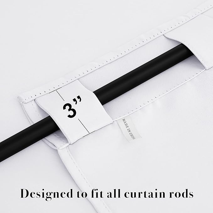 RYB HOME Blackout Curtains for Living Room, Back Tab & Rod Pocket Top Insulating Window Decor for Bedroom Dining Sliding Glass Door Home Office, W 62 x L 84, Pure White, 2 Panels