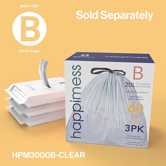 happimess HPM1005C Marco Rectangular 10.5-Gallon Double Bucket Garbage Can with Soft-Close Lid, White