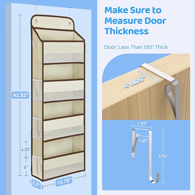 Yecaye 2 Pack 4 Tier Over the Door Organizer, Foldable Portable Baby Essentials for Stuffed Animal Storage - Multi-purpose Bathroom Closet Organizers and Storage for Kids Newborn Baby Stuff Beige