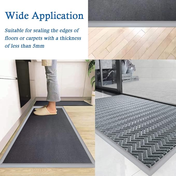 Floor Transition Strip Self Adhesive Carpet & Flooring Transitions Edging Trim Strip PVC Threshold Transitions Suitable for Threshold Height Less Than 5mm (20Ft, Dark Gray)