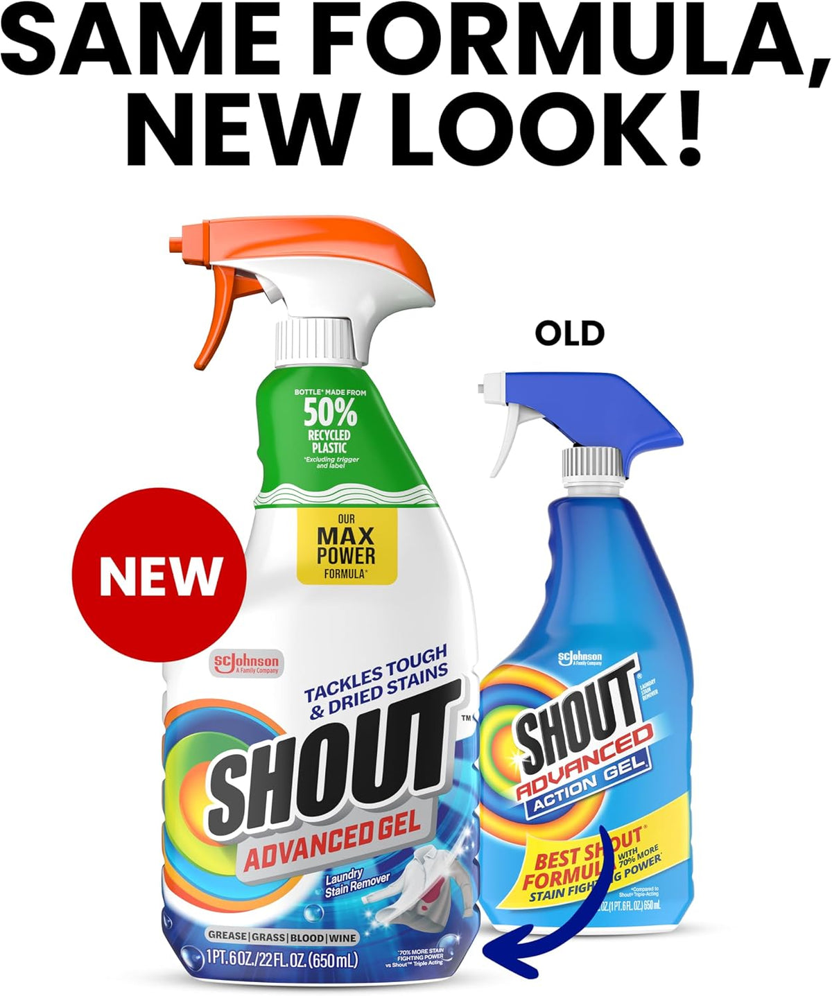Shout Advanced Spray and Wash Laundry Stain Remover Gel, Best Shout Formula, 22 oz - Pack of 3