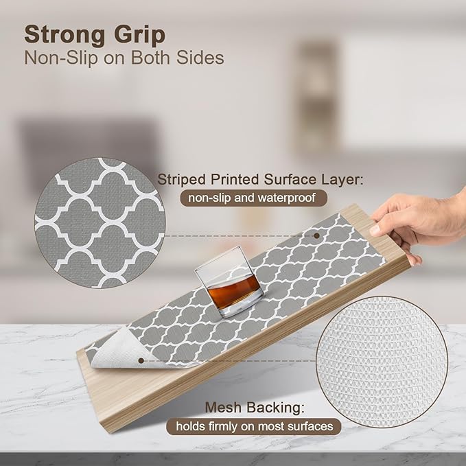 OcePor Non-Adhesive Drawer and Shelf Liner 17.5IN x 20FT，Non Slip Cabinet and Cupboard Liner, Kitchen Cabinet Liners for Shelves, Waterproof Drawer Shelf Liners for Cabinets/Bathroom Cupboard