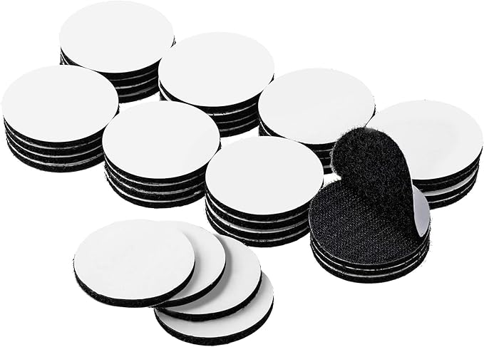 BRAVESHINE 36PCS Sticky-Back Adhesive Tape - Round Hook and Loop Adhesive Stickers - Double Sided Heavy-Weight Carpet Pads Wall Mounting Tapes for Home Office Phone Mount - Round 1.5inch