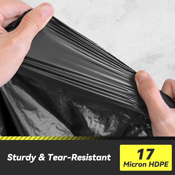150 Count 55-60 Gallon Trash Bags, Sturdy & Tear-Resistant Commercial Can Liners 55 Gallon, Large Garbage Bags, Large Black Trash Bags for Commercial, Lawn and Leaf Bags