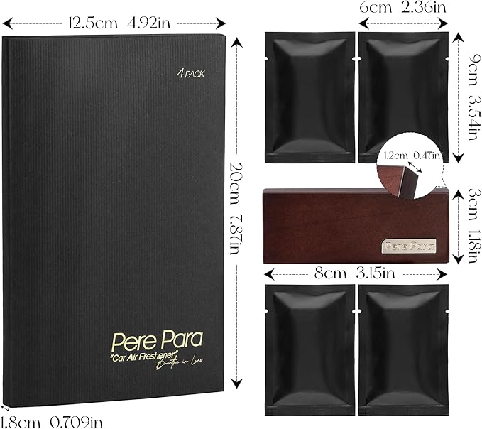 4 Refreshing Scent Bags Wood Car Air Freshener Vent Clip (Darkwood, Sun-Kissed)- Natural Scent Diffuser for Car, Truck & SUV Premium Essential Oil Starter Kit Gift for Men & Women
