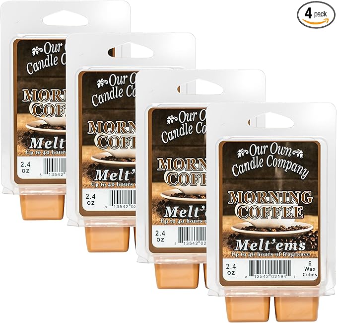 Our Own Candle Company Premium Wax Melt, Morning Coffee Scent, Handmade in The USA, 24 Cubes (4 Pack, 9.6oz Total)