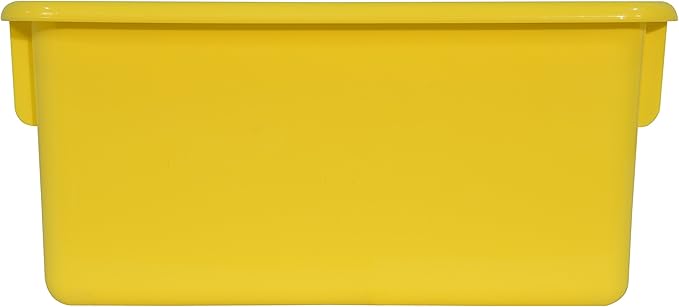Wood Designs Cubby Storage Bin, Heavy Duty Plastic Containers for Kids Yellow Cubby Tray Set of 10