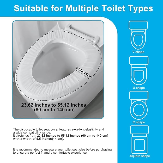 50 Pack Disposable Toilet Seat Cover Waterproof Non-Woven Fabric, Disposable Toilet Seat Covers for Travel, Disposable Seat Covers for Outing Hotel Hospital Public Toilet (Individual Package)