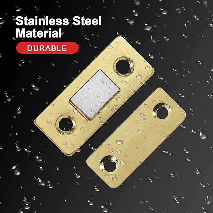 Cabinet Magnetic Catch, 6 Pack Gold Ultra Thin Magnetic Cabinet Door Catch, Adhesive Cabinet Magnets for Kitchen Drawer Cabinet Door Closet, Concealed Strong Magnetic Cabinet Latch