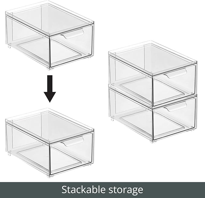 Clarity Pantry Stacking Drawer 8 x 6 x 4 M8 (Pack of 8) - Clear