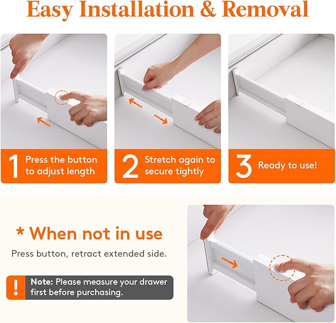 Lifewit 10 Pack Drawer Dividers 4" High,11-17" Adjustable Dresser Drawer Organizers for Clothes, Expandable Dresser Separators in Bedroom/Bathroom/Kitchen/Vanity/Office Organization and Storage, White