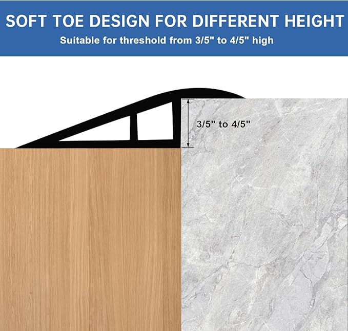 Vinyl Door Threshold Flooring Transition Strip Self Adhesive Carpet Edging Strip for Laminate Doorway Edge Threshold from 3/5" to 4/5" (Dark Gray Wood Grain, 3.3 Ft)
