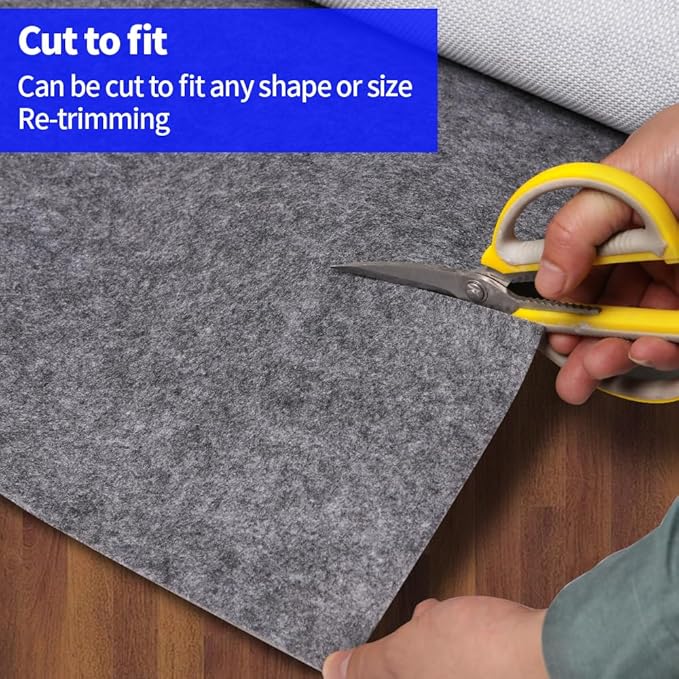 Waterproof Non-Slip 1/4” Extra Thick 9x12 ft Rug Pad for Large Area Rugs Durable Felt Floor Protection pad for All Floors, Suitable for Cutting. Rug Pads Keep Rugs in Place and Provide Cushioning