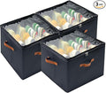 Shoe Organizer for Closet, 3 Pack Shoe Storage Bins with Clear Cover, Adjustable Dividers Fits 24-48 Pairs, Black