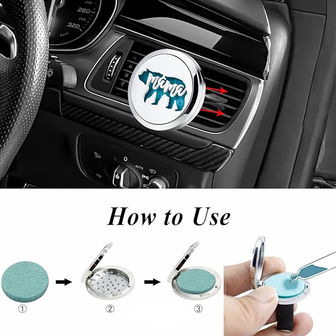 30mm Mama Bear Car Diffuser Vent Clip Essential Oil Aromatherapy Air Freshener Vent Clips Car Accessories for Women