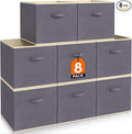 Lifewit 11 Inch Cube Storage Bins, Storage Cubes Foldable Medium Decorative Fabric Storage Baskets for Organizing Home Organizers with Handles for Shelves, Closet, Set of 8, Grey