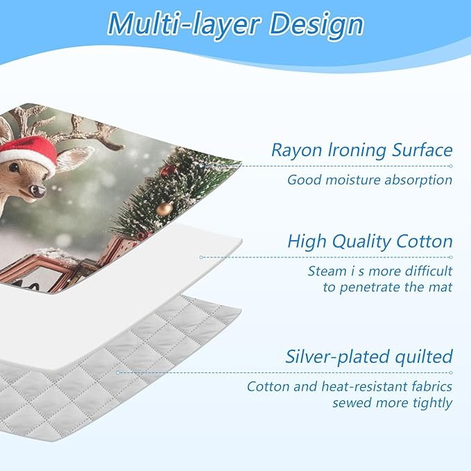 Christmas Tree Elk Truck Ironing Mat for Table top Portable Ironing Pad Blanket for Washer Dryer Countertop Travel