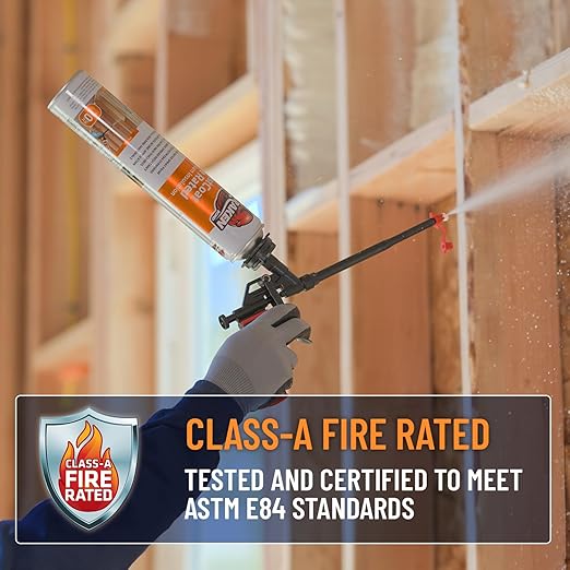 Kraken Bond Fastcoat Fire Rated Spray Foam Insulation Closed Cell in a Can 480 sq ft (24x27.1 oz.) (R-Value 11.32 / 2in) - Spray Foam for Garage Door, Attic, Wall Gun & Cleaner Included, 24 Pack