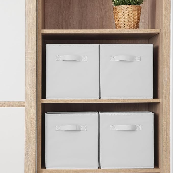 Stero 13x13x13 Inch Fabric Storage Bins 6 Pack Fun Colored Durable Storage Cubes with Handles Foldable Cube Baskets for Home, Kids Room, Closet and Toys Organization White