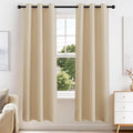 PONY DANCE Beige Window Curtains - Home Decoration Solid Window Treatments Room Darkening Thermal Insulated Blackout Draperies Panels for Living Room, 42 by 72 inches, Biscotti Beige, 1 Pair