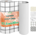 OcePor Non-Adhesive Drawer and Shelf Liner 17.5IN x 20FT，Non Slip Cabinet and Cupboard Liner, Kitchen Cabinet Liners for Shelves, Waterproof Drawer Shelf Liners for Cabinets/Bathroom Cupboard,Stripe