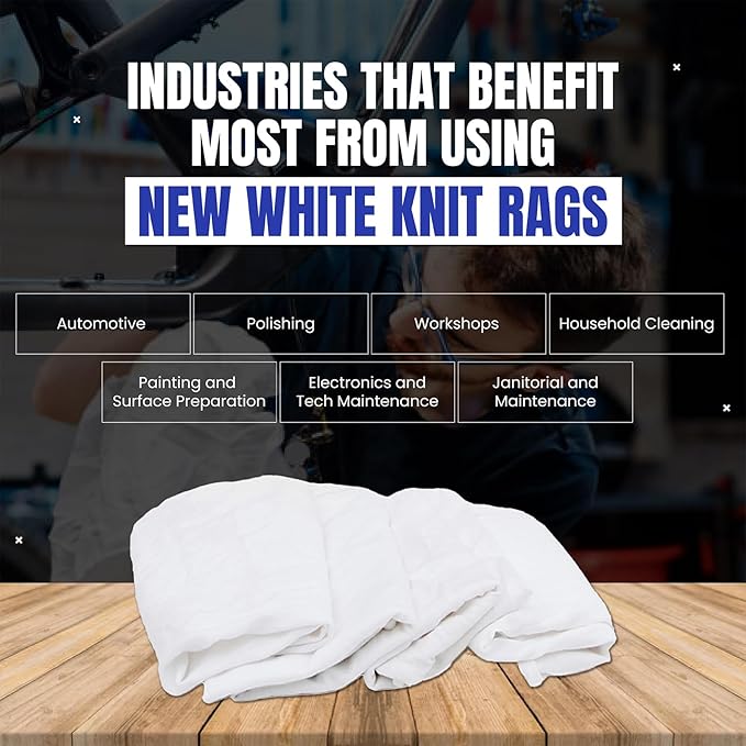Premium White T-Shirt Cleaning Rags (600 lbs. Pallet 120x5 lbs. Box of Rags) – White Cotton Rag for Cleaning, Staining, Painting, Oil, Grease & Dust Removal – Shop Rags Bulk