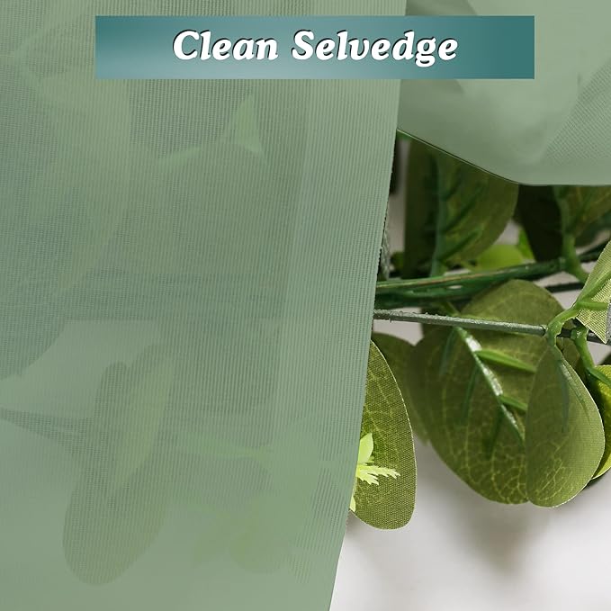 Chyhomenyc Sage Green Sheer Curtains 72 Inch Length 2 Panels, Light Filtering Airy Breathable Rod Pocket Voile Drapes for French Door Bedroom Living Room, Each 42x72 Inch