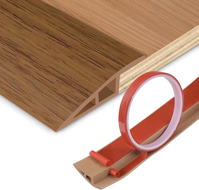 Floor Transition Strip Vinyl Door Threshold Ramp Self Adhesive Carpet Edging Strip Doorway Edge Trim, Overlap Edge Reducer for Laminate Carpet, Floor, Tile (Orange Oak, 3/5" to 4/5", 6.6Ft)