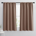 RYB HOME Bedroom Balckout Curtains - Small Window Decoration Solid Insulated Drapes Energy Efficiency Drapes for Kitchen Home Office Dining, Width 42 x Length 45 inch, Mocha, 2 Panels