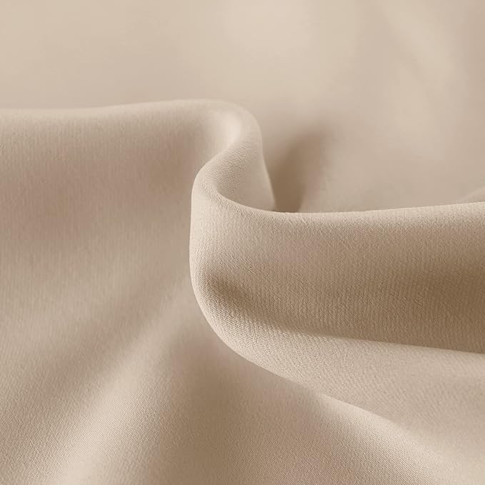 DWCN French Door Curtains – Rod Pocket Thermal Blackout Curtain for Doors with Glass Window, Kitchen and Patio Doors for Privacy, 25 X 72 Inches Long, 1 Curtain Panel with Tieback, Beige