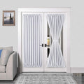 DWCN French Door Curtains – Rod Pocket Thermal Curtain for Doors with Glass Window, Kitchen and Patio Doors for Privacy, 54 X 80 Inches Long, 1 Curtain Panel with Tieback, Greyish White
