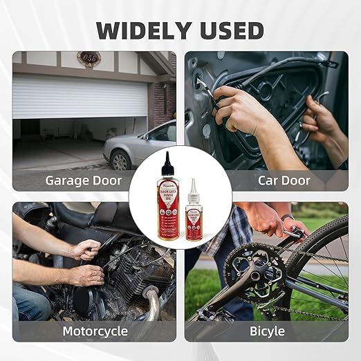 Realth Squeaky Door Hinges Lubricant -Garage Door Lube for Metal Parts, Locks, Chains, Keyholes - Long-Lasting, Non-Toxic, Rust-Resistant Liquid Oil with Precision Oiler Needle (100ml*2Pack)