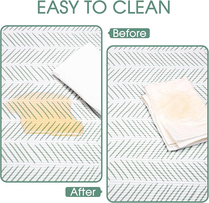 Glotoch Premium Shelf Liners for Kitchen Cabinets,2 Rolls x 12in x 20FT Non-Adhesive Liners for Shelves,Non Slip Waterproof Contact Paper for Drawers Pantry, EVA Cabinet Liner,White Herringbone