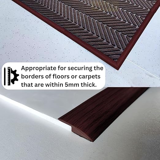 Floor Transition Strip Self Adhesive Carpet Wood Tile Vinyl Flooring Laminate Transition Cover Edge Trim Gap Doorway Threshold for Uneven Floors Heights Within 5 mm (120 inches, Red Wine)