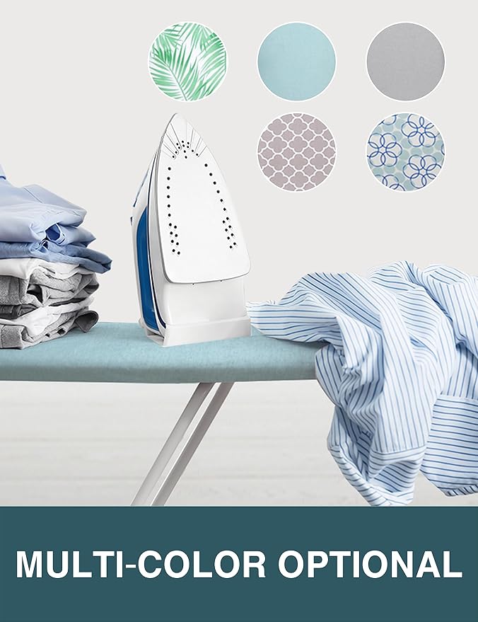Extra Wide Ironing Board Cover and Pad,18X49 Reflective Silicone Ironing Board Cover, Resist Scorching and Staining,4 Fasteners, Elastic Edges, Protective Scorch Mesh Cloth,18X49in Blue
